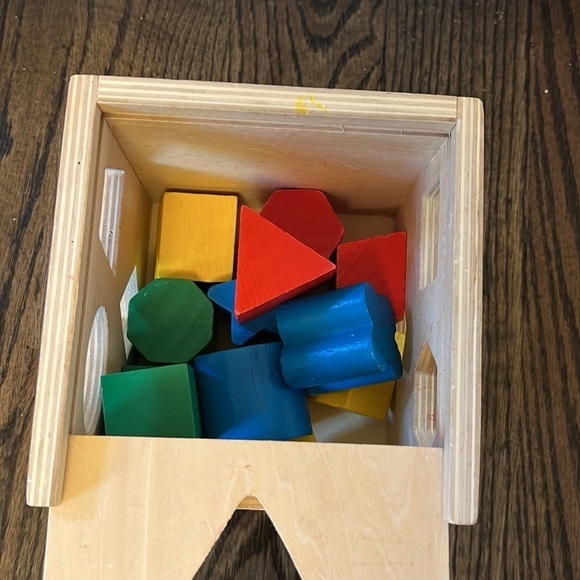 Melissa & Doug Shape Sorting Cube and Jumbo Wooden Geometric Shapes Puzzle - Picture 9 of 16